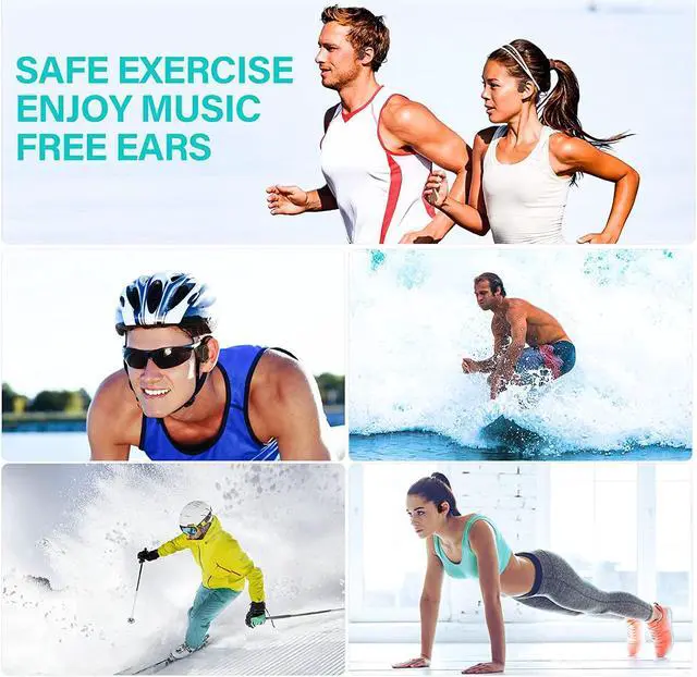 Alt view image 5 of 7 - Open Ear Headphones,Wireless Bone Conduction Headset Bluetooth 5.1 with Mic - MP3 Play Built-in 16G Memory,IP68 Waterproof Sweatproof - Music Answer Phone Call for Swimming Skiing Driving Bicycling