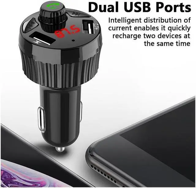 Alt view image 6 of 7 - Ochine BC05 Car Charger FM Transmitter Bluetooth Car Audio MP3 Player U Disk Car Kit 3.4A Dual USB Car Phone Charger