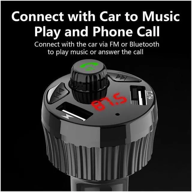 Alt view image 4 of 7 - Ochine BC05 Car Charger FM Transmitter Bluetooth Car Audio MP3 Player U Disk Car Kit 3.4A Dual USB Car Phone Charger