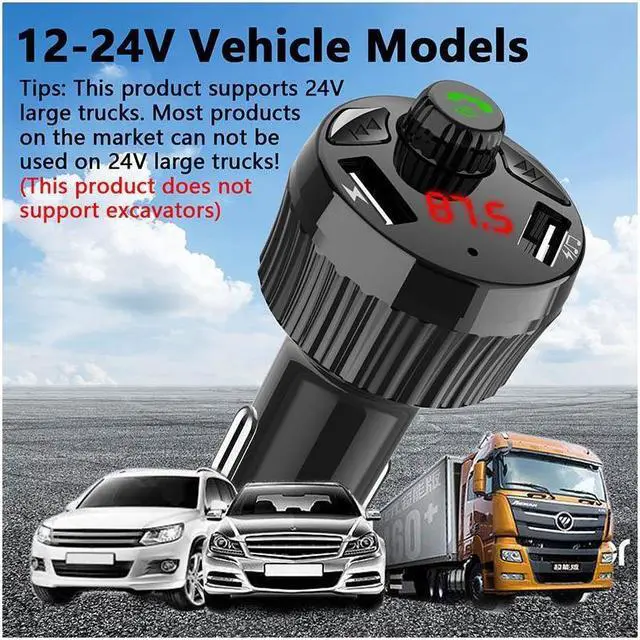 Alt view image 5 of 7 - Ochine BC05 Car Charger FM Transmitter Bluetooth Car Audio MP3 Player U Disk Car Kit 3.4A Dual USB Car Phone Charger
