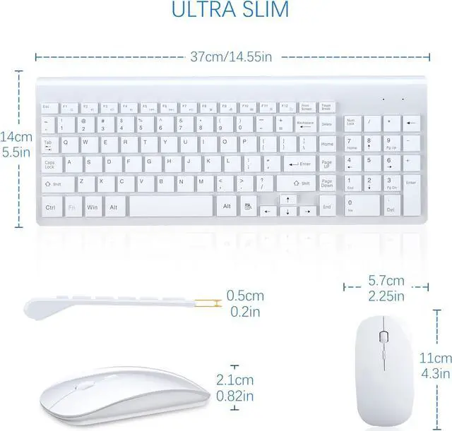 Alt view image 6 of 6 - Wireless Keyboard and Mouse Full-Siz
Wireless Mouse and Keyboard Combo
2.4GHz Silent USB Wireless Keyboard
Mouse Combo for PC Desktops
Computer,Laptops,Windows