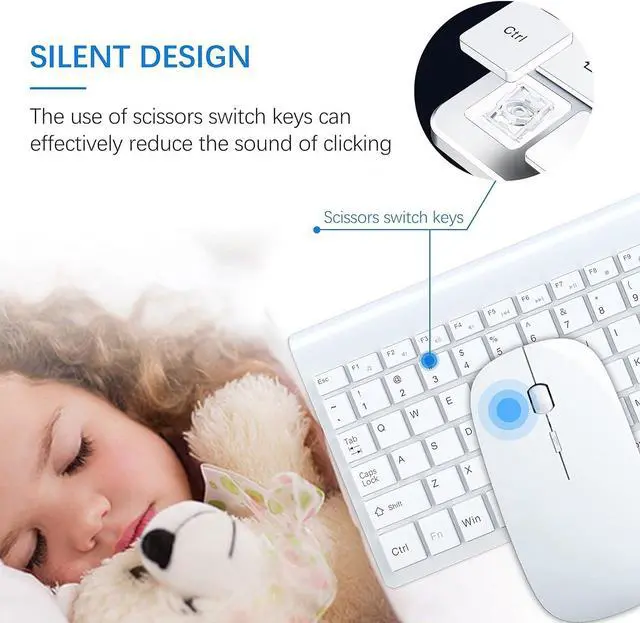Alt view image 2 of 6 - Wireless Keyboard and Mouse Full-Siz
Wireless Mouse and Keyboard Combo
2.4GHz Silent USB Wireless Keyboard
Mouse Combo for PC Desktops
Computer,Laptops,Windows