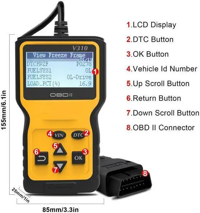 Alt view image 6 of 7 - Ochine OBD2 Scanner OBD Code Reader & Scan Tools Car Engine Diagnostic Scanner Tool For All OBDII Protocol Cars