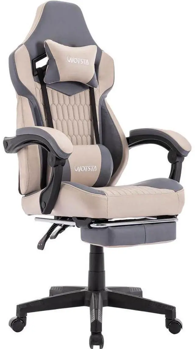 Main image of Gaming Chair with Footrest,High Back Gaming Chairs PVC Leather Ergonomic Office Gamer Chair Adjustable Headrest Lumbar Support Racing Style Video Gaming Chair for Office/Home (Grey)