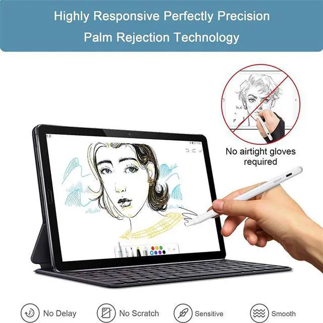 Alt view image 8 of 8 - Stylus Pen for iPad , QGeeM iPad Pencil with Palm Rejection Compatible with (2018-2021) Apple iPad Pro (11/12.9 Inch),iPad 6th/7th/8th Gen,iPad Mini 5th Gen,iPad Air 3rd/4th Gen ,Apple Pencil-White A1