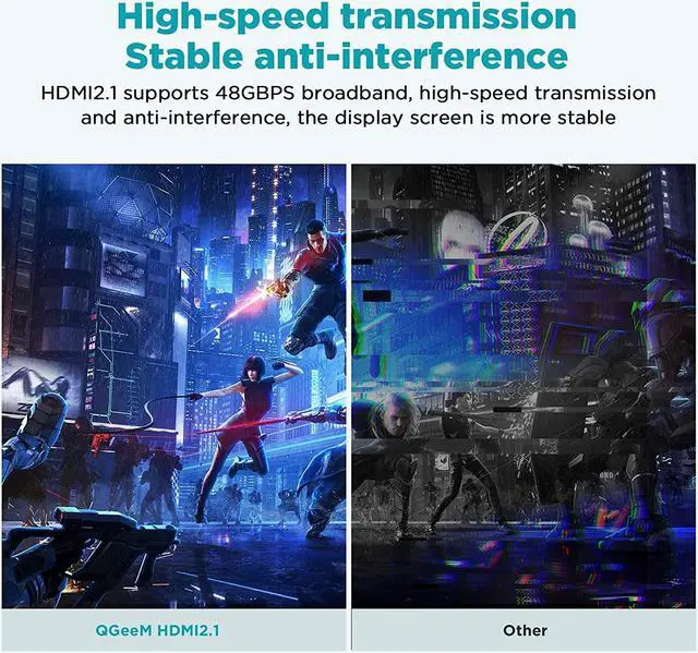 Alt view image 5 of 7 - HDMI Cable 8K 6FT,QGeeM 48Gbps Ultra High Speed HDMI Cord,Compatible with Apple TV,Roku,Samsung QLED,Sony LG,Nintendo Switch,Playstation,PS5,PS4,Xbox One Series X,HDMI 8k Ultra HD Cable