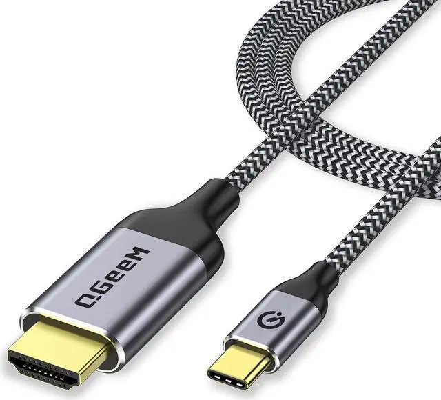 Main image of QGeeM USB C to HDMI Cable Adapter,QGeeM 4ft Braided 4K@60Hz Cable Adapter(Thunderbolt 3 Compatible) Compatible with iPad Pro,MacBook Pro 2018 iMac, Pixel,Galaxy S9 Note9 S8 Surface Book hdmi USB-c