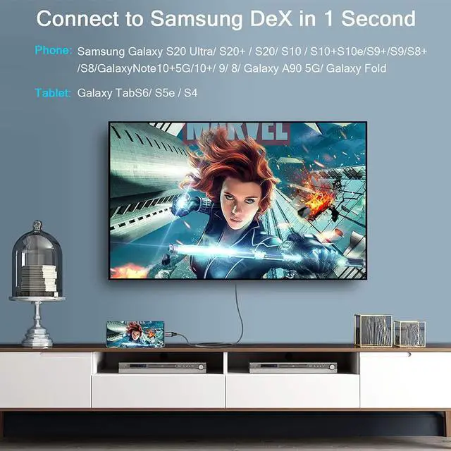 Alt view image 6 of 7 - QGeeM USB C to HDMI Cable Adapter,QGeeM 4ft Braided 4K@60Hz Cable Adapter(Thunderbolt 3 Compatible) Compatible with iPad Pro,MacBook Pro 2018 iMac, Pixel,Galaxy S9 Note9 S8 Surface Book hdmi USB-c