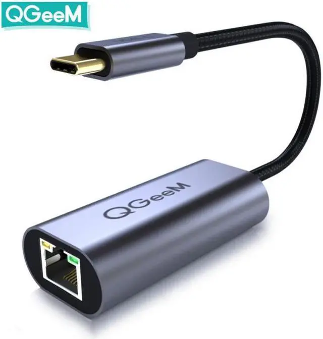 Main image of QGeeM USB C to Ethernet Adapter RJ45 to Thunderbolt 3 Type C Gigabit Network LAN 1000Mbps Converter Compatible with MacBook Pro Air iPad Pro Surface Book Chromebook Dell XPS Galaxy S20 S10, and More