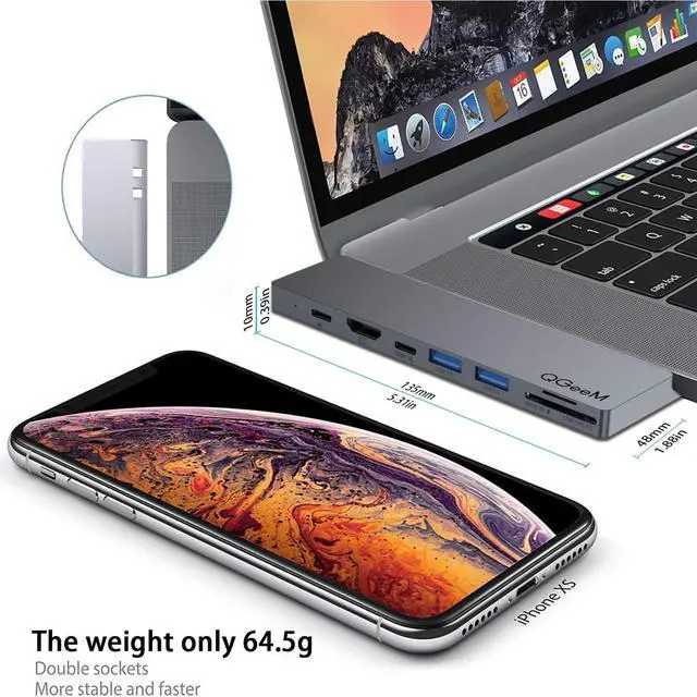 Alt view image 7 of 7 - QGeeM Dual display 4K MST Mode 8 In 1 Usb C adapter Type C Hubs with SD 4.0 UHS-II card reader for MacBook Pro