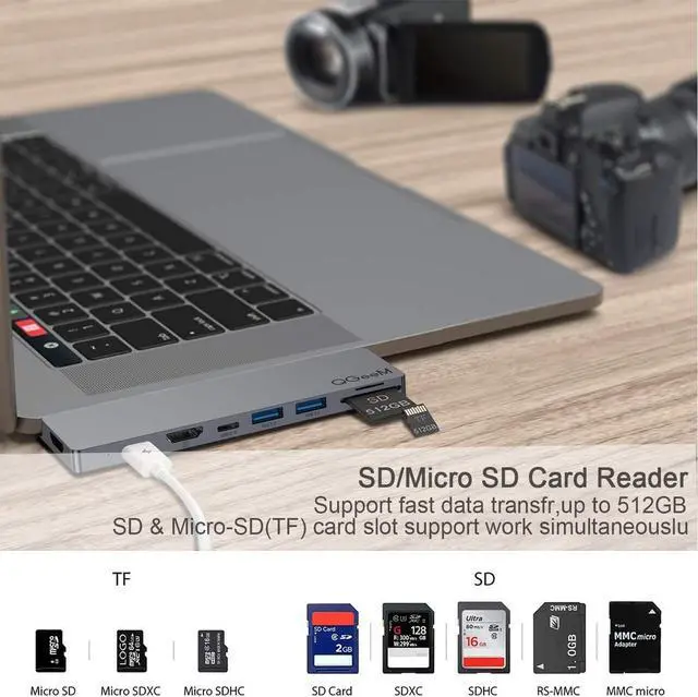 Alt view image 5 of 7 - QGeeM Dual display 4K MST Mode 8 In 1 Usb C adapter Type C Hubs with SD 4.0 UHS-II card reader for MacBook Pro