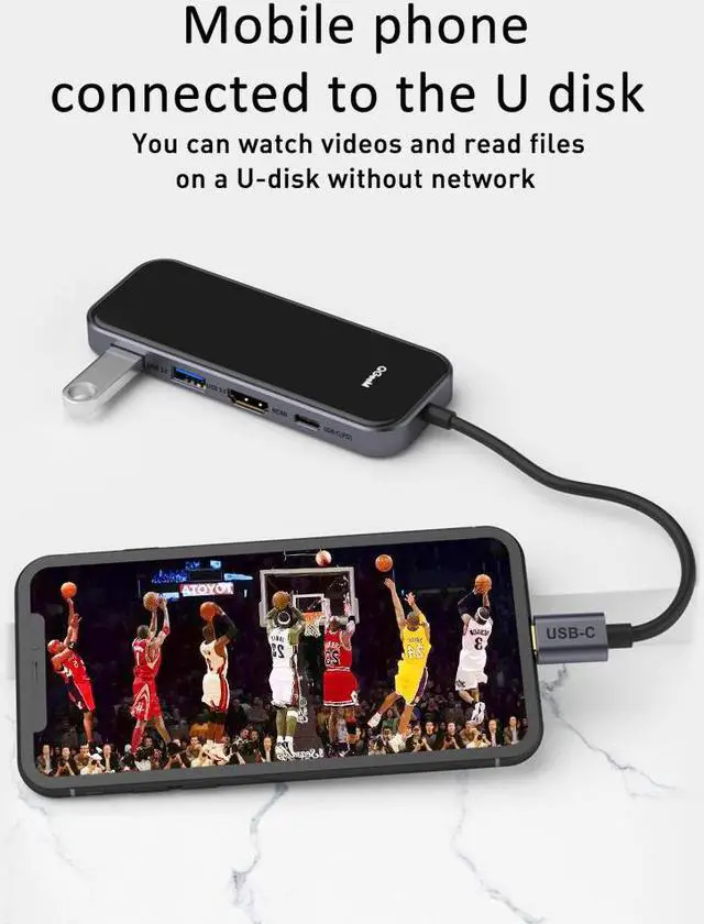 Alt view image 5 of 7 - USB C HUB ,Type C HUB Adapter,QGeeM 5 in 1 USB C to HDMI docking station with 4K USB C to 100W PD Charger cable compatible with MacBook Pro