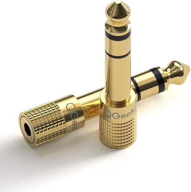 Main image of QGeeM 6.35mm 1/4 Male to 3.5mm 1/8 Female Stereo Headphone Adapter Audio Jack Plug Gold Plated for Speaker Headphone Guitar Digital Piano Amp, 2 Pack