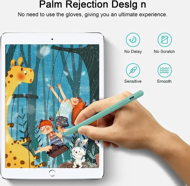 Alt view image 4 of 7 - Stylus Pen for iPad with Palm Rejection, QGeeM iPad Pencil Compatible with (2018-2020) Apple iPad Pro (11/12.9 Inch),iPad 6th/7th/8th Gen,iPad Mini 5th Gen,iPad Air 3rd/4th Gen(Red) Green