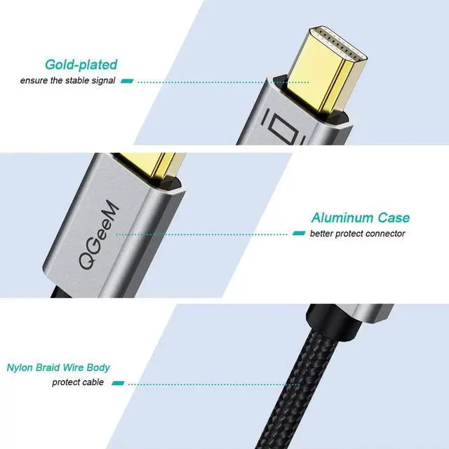 Alt view image 6 of 7 - Mini DisplayPort to HDMI Adapter, QGeeM Mini DP to HDMI Adapter Compatible with MacBook Air/Pro, Microsoft Surface Pro/Dock, Monitor, Projector and More - Grey