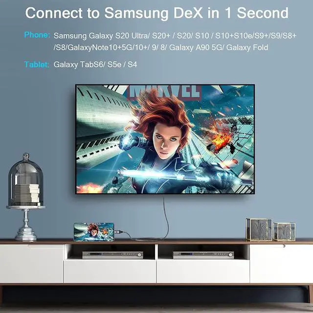 Alt view image 6 of 7 - QGeeM USB C to HDMI Cable Adapter,QGeeM ft Braided 4K@60Hz Cable Adapter(Thunderbolt 3 Compatible) Compatible with iPad Pro,MacBook Pro 2018 iMac, Pixel,Galaxy S9 Note9 S8 Surface Book hdmi USB-c