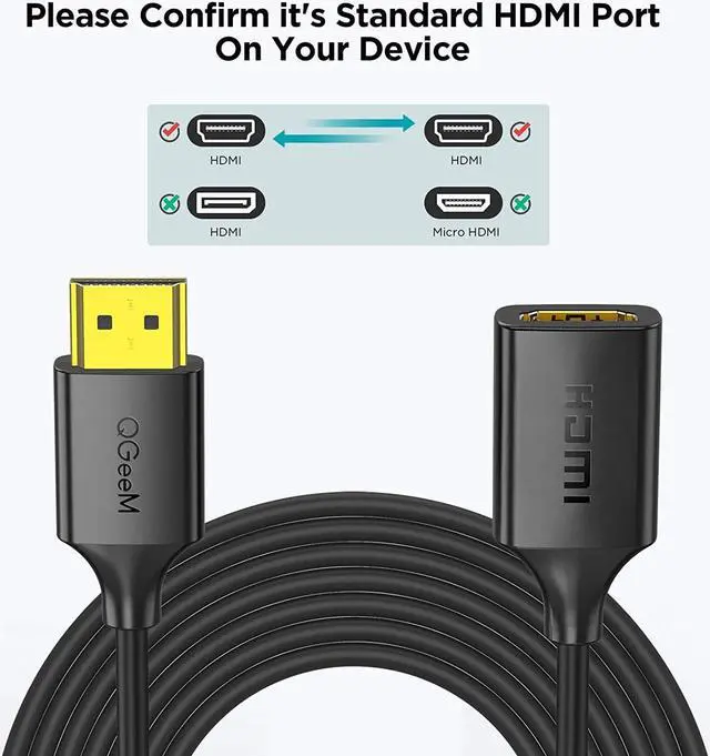 Alt view image 5 of 7 - QGeeM HDMI TO HDMI Extension Cable 4K Compatible with RokuFireStick for PS4 HDTV Monitor 6 ft.