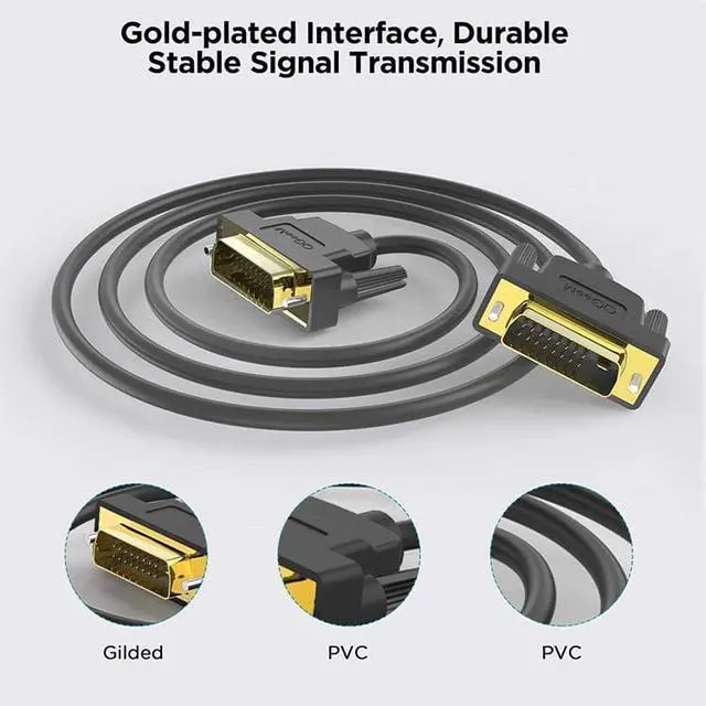 Alt view image 7 of 7 - DVI to DVI Cable , QGeeM DVI-D 24+1 Dual Link Male to Male Digital Video Cable, Support 2560x1600 for Laptop, Gaming, DVD, Laptop, HDTV and Projector 3ft.