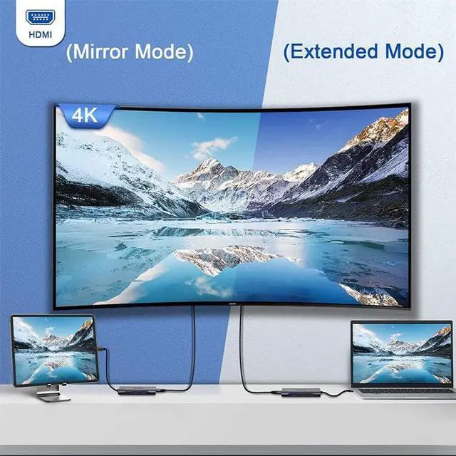 Alt view image 3 of 7 - QGeeM 7 in 1 Type C Hub to HDMI 4k@30Hz,3 USB 3.0 Ports,100W Power Delivery,SD/TF Card Readers