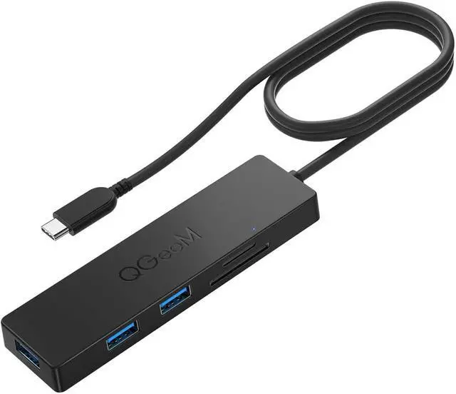 Main image of QGeeM 5 in 1 USB C Hub Ultra Slim Data for Laptop with SD TF Adapter 0.8m cable Plastic 3 USB3.0