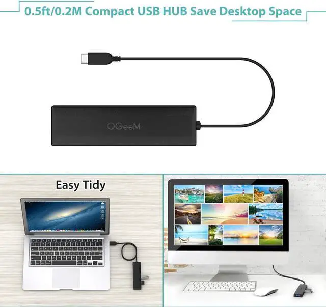 Alt view image 6 of 7 - USB Hub 5 in 1 USB C to SD/TF Card Reader Adapter with 3 USB3.0 Compatible with iMac,MacBook,MacBook Air,Mac Pro USB Port Hub