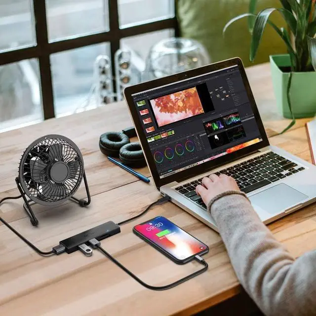 Alt view image 7 of 7 - USB Hub 5 in 1 USB C to SD/TF Card Reader Adapter with 3 USB3.0 Compatible with iMac,MacBook,MacBook Air,Mac Pro USB Port Hub