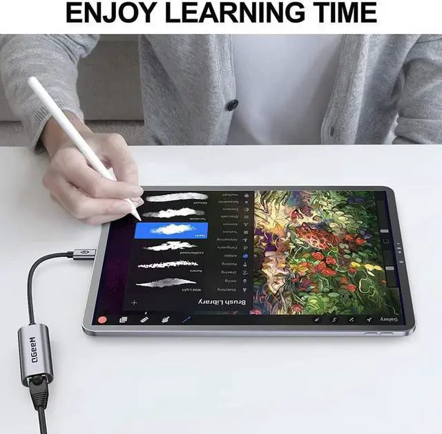 Alt view image 4 of 6 - QGeeM USB Type C to Ethernet Gigabit Adapter Thunderbolt 3 to RJ45 LAN Network Portable Cable USB C to Ethernet Adapter