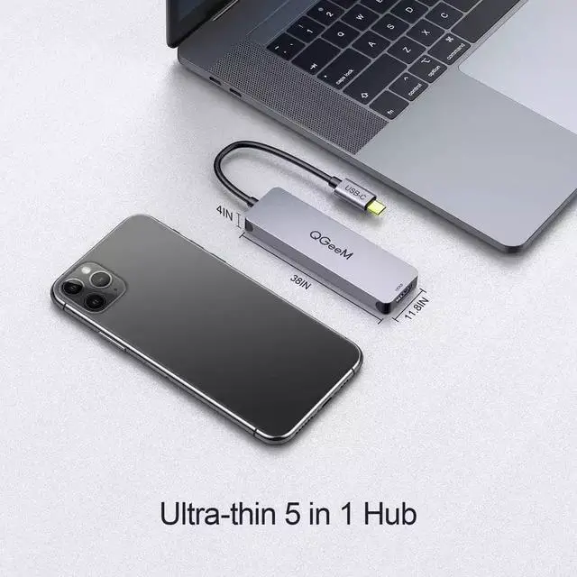 Alt view image 6 of 7 - USB C Hub, QGEEM 5 in1 USB C to HDMI Adapter, Thunderbolt 3 USBc HDMI Card Reader Compatible with MacBook Pro, Surface Pro/Go,IPad pro,XPS 13,DEX Adapter and Other Type C Laptops