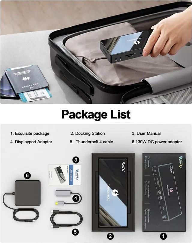 Alt view image 7 of 7 - Thunderbolt 4 Dock, IVIIN Thunderbolt 4 Docking Station Dual Monitor 4K or Single 8K@60Hz, 16-in-1 Thunderbolt 4 Hub with 85W Charging USB C Laptop Compatible with MacBook Dell Hp, Thunderbolt 3 Dock