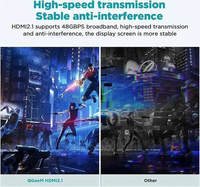 Alt view image 6 of 6 - HDMI Cable 8K 3FT,QGeeM 48Gbps Ultra High Speed HDMI Cord,Compatible with Apple TV,Roku,Samsung QLED,Sony LG,Nintendo Switch,Playstation,PS5,PS4,Xbox One Series X,HDMI 8k Ultra HD Cable