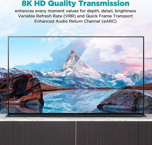 Alt view image 5 of 6 - HDMI Cable 8K 3FT,QGeeM 48Gbps Ultra High Speed HDMI Cord,Compatible with Apple TV,Roku,Samsung QLED,Sony LG,Nintendo Switch,Playstation,PS5,PS4,Xbox One Series X,HDMI 8k Ultra HD Cable