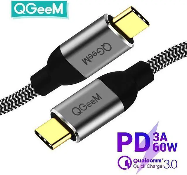 Main image of USB C to C Cable QGeeM Type C Cable 4K60Hz 10Gbps Data PD 60W Fast Charging Compatible with Thunderbolt 3 4 Macbook HP Dell