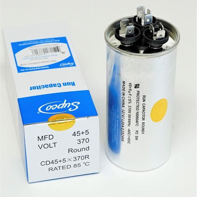 Alt view image 2 of 5 - Dual Run Capacitor, Round, 45 + 5 Mfd., 370 Volt, CD45+5X370R
