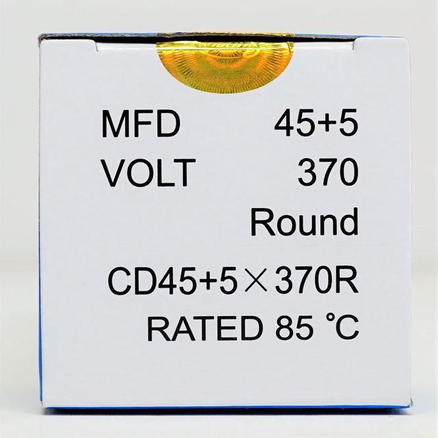 Alt view image 5 of 5 - Dual Run Capacitor, Round, 45 + 5 Mfd., 370 Volt, CD45+5X370R