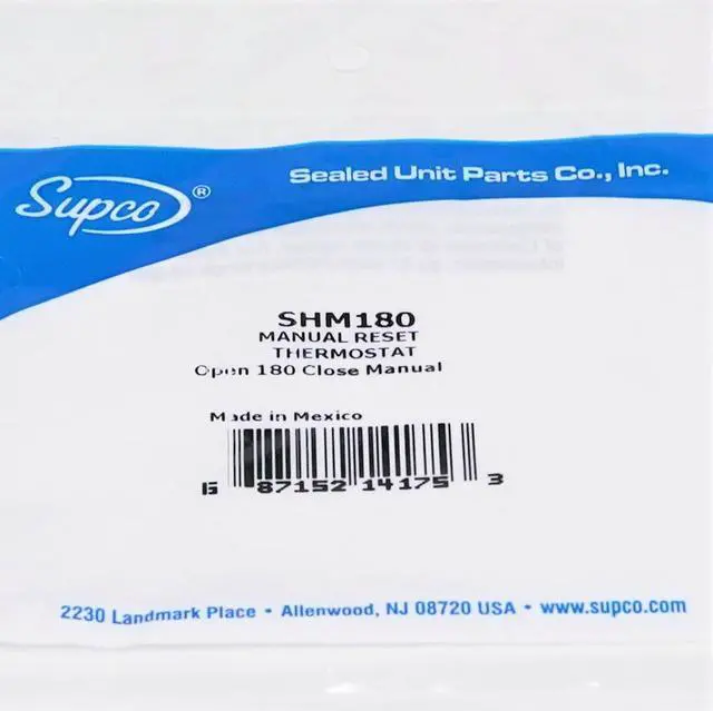 Alt view image 8 of 8 - Supco SHM180 Heating Limit Thermostat Thermodisc Open at 180 Manual Close Reset