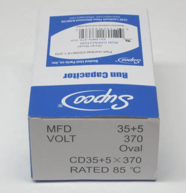 Alt view image 2 of 2 - Supco CD35+5X370 HVAC Motor Oval Dual Run Capacitor 35 + 5 MFD 370 Volts