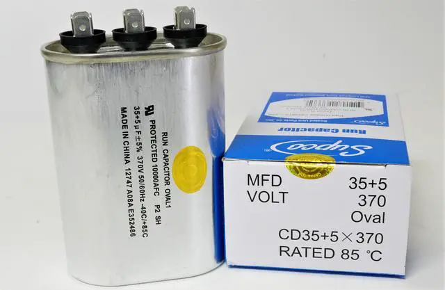 Main image of Supco CD35+5X370 HVAC Motor Oval Dual Run Capacitor 35 + 5 MFD 370 Volts