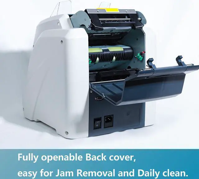 Alt view image 4 of 14 - Ribao BCS-160 Two-Pocket Mixed Denomination Money Counter, 2 Year Warranty, Bank Grade Counterfeit Detection Serial Number Record Multi Currency Cash Bill Counter & Sorter