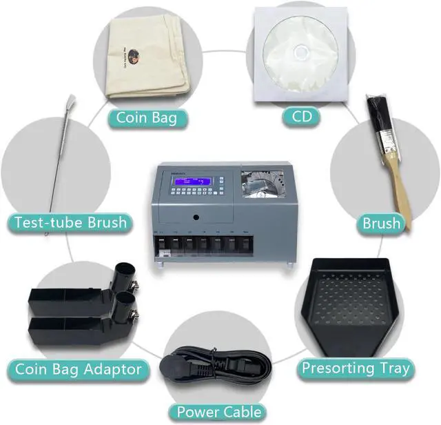 Alt view image 6 of 11 - Ribao CS-610S+ Pro 7-Pocket Professional Coin Counter, Heavy Duty Bank Grade Coin Sorter with Alloy Sensor Counterfeit Detection, Two-Year After Service