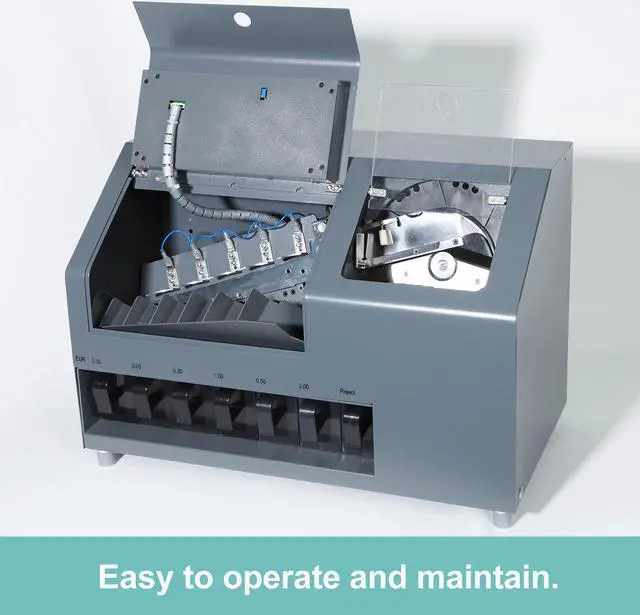 Alt view image 4 of 11 - Ribao CS-610S+ Pro 7-Pocket Professional Coin Counter, Heavy Duty Bank Grade Coin Sorter with Alloy Sensor Counterfeit Detection, Two-Year After Service