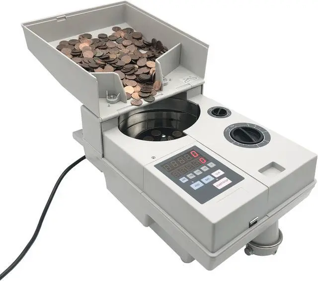 Main image of Ribao CS-10S High Speed Portable Coin Counter and Sorter, 1800 Coins per Minute Counting Speed, 2000 Coins Hopper Capacity, Suitable for International Coins and Tokens