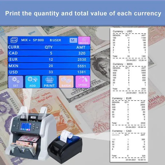 Alt view image 7 of 7 - RIBAO RB-58-RP Thermal Printer Receipt Printer for BC-55 BC-40 BCS-160 Mixed Bill Money Counter, Printing Paper Size 58mm