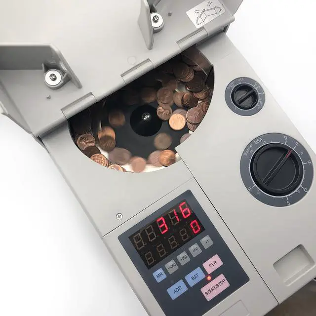 Alt view image 4 of 14 - Ribao CS-10S High Speed Portable Coin Counter and Sorter, 1800 Coins per Minute Counting Speed, 2000 Coins Hopper Capacity, Suitable for International Coins and Tokens