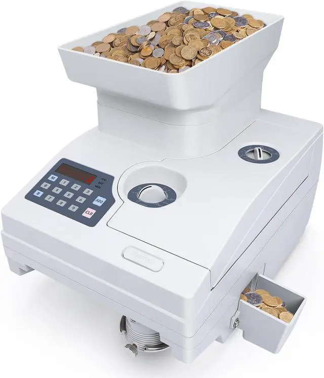 Alt view image 2 of 7 - Ribao HCS-3300 High Speed Coin Counter, Heavy Duty Bank Grade Coin Sorter with Large Hopper, Two-Year Warranty