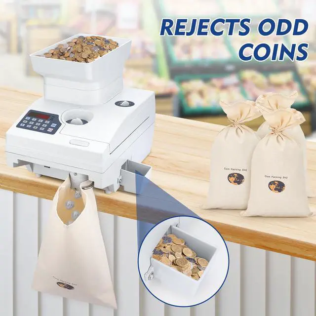Alt view image 5 of 7 - Ribao HCS-3300 High Speed Coin Counter, Heavy Duty Bank Grade Coin Sorter with Large Hopper, Two-Year Warranty