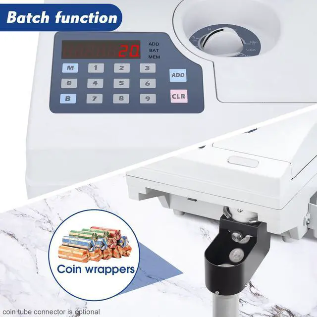 Alt view image 7 of 7 - Ribao HCS-3300 High Speed Coin Counter, Heavy Duty Bank Grade Coin Sorter with Large Hopper, Two-Year Warranty