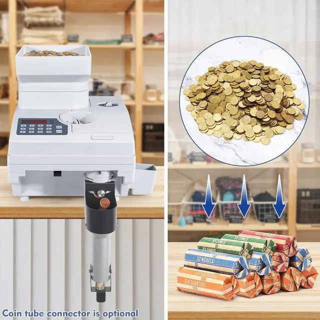 Alt view image 6 of 7 - Ribao HCS-3300 High Speed Coin Counter, Heavy Duty Bank Grade Coin Sorter with Large Hopper, Two-Year Warranty