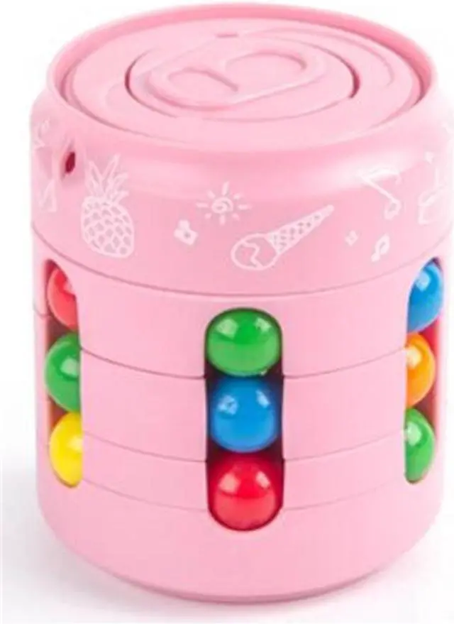 Main image of Finger top Barker ball new puzzle decompression double-sided cube fingertip rainbow ball rotating hamburger magic bean Pink