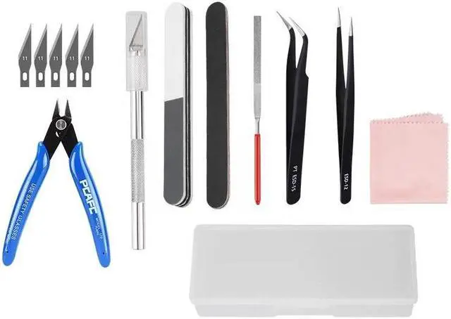 Main image of SCPBOWL 3D Printing Tools Kit, Including 1 pc 5" Spring-loaded Flush Plier,2 ESD Stright/curved Tweezers,1 Carving Knife with 5pcs Knife Head, 2 Sanding Sticks,1 File,1 Clean Cloth,1 pc
Storage Box