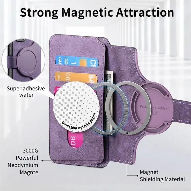 Alt view image 3 of 3 - SCPBOWL Detachable Cell Phone Holder with Wallet, Magesafe Charging, PU Leather, Suport Card, Protective RFID, Brown iPhone 15 Pro Max